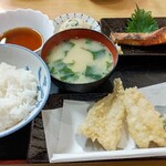 Murakoshi Shokudou - ぶり醤油焼き430円·ｷｽ天ぷら450円·定食ｾｯﾄ440円