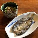 Jikyuan - 山うどのお菜和え,岩魚の一夜干し
