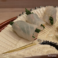 馬車道 大かわ - 寒鮃で鴨頭葱を巻いて