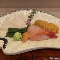 馬車道 大かわ - 寒鮃、鴨頭葱、甘海老、生海胆