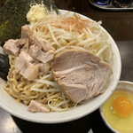 麺家 大須賀 - 油そば＆ほぐし豚トッピング　脂控えめで食べやすい