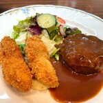 洋食屋 ふじ家 - ハンバーグと、牡蠣フライ