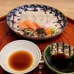 馬車道 大かわ - 平目と甘エビ