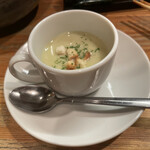 きんぼし - 志野コース（税込 3,410円）評価＝◎：白菜と太ネギのポタージュ（無料サービス）