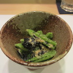 新ばし 星野 - ほうれん草と岩茸の胡麻和え