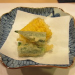 新ばし 星野 - 長崎のとうもろこしとオクラの天ぷら