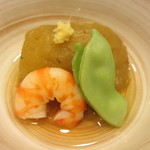 新ばし 星野 - 賀茂茄子、海老、千石豆の炊き合わせ