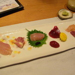 じどりや 穏座 - 淡海地鶏のお造り盛り合わせ