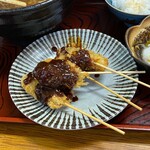 角忠 - みそきし定食の味噌串揚げ（竹輪、牛蒡天、コロッケ、玉葱）