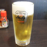 麺工房 武 - 生ビールと水餃子セット(750円)の生ビール