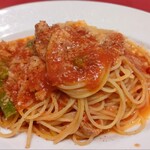 196185465 - 自家製サルシッチャと色々野菜のトマトソーススパゲティー