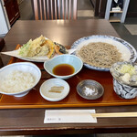 蕎麦切り　笑 - カキの天ぷらセット 十割