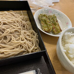 花彩 菖蒲店 - 大盛り蕎麦+小ライス+サービス磯辺揚げ