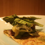 RISTORANTE IL NODO - 逗子小坪漁港のサバ 畑の小松菜 八木下さんの青日向夏 志村さんの米粉アップ