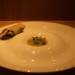 RISTORANTE IL NODO - 天城下山さんの12ヶ月アマゴ再構築 中戸川さんの青トマト 梅