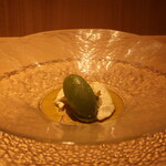 RISTORANTE IL NODO - 畑の春菊 リンゴ 奥八女熟成煎茶 パンナコッタ