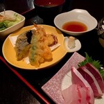 佐渡産～地魚刺身2点と天ぷら盛り合わせ定食