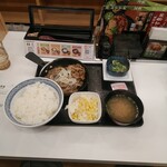 Yoshinoya - ねぎ塩牛カルビ定食ご飯大盛り、納豆