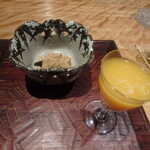 お料理 佐藤 - 黒蜜きな粉わらびもち＆温州みかんジュース