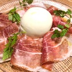 Assortment of Italian buffalo mozzarella and Prosciutto