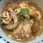 らー麺 あけどや - 濃厚蟹トマト味噌クリ〜ムら〜麺＋焼チーズバジル海老ご飯