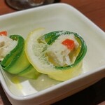 居酒屋 明香苑 - お通しサラダ；かわいい！