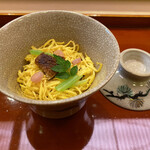 味 ふくしま - 穴子の蒸し寿司、刻んだ穴子や干瓢入り、ホカホカ