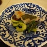 きんとき - 焼　：　マナガツオの木の芽味噌田楽と地鯵の醤油つけ焼き
                                