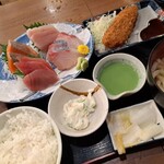 磯丸水産 - お刺身定食（うどん）