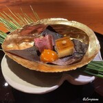 らん亭～ 美日庵 - 天然物の真鴨の鴨ロースにフォアグラに和出汁のジュレ寄せに金柑