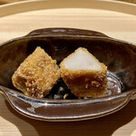 温石 - 静岡は磐田市の海老芋 おかき揚げ