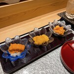 Shibuya Sushi Matsumoto - ウニ3種食べ比べ