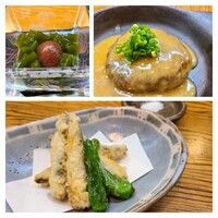 広島旨い物処 稲茶 - ②鰯ハンバーグ鉄板焼き
                鰯の臭みがあり食後3時間位は息が鰯臭くて閉口
                ③小鰯天麩羅
                冷凍小鰯だと臭いは出ますね
                ⑧抹茶ゼリーと渋皮栗の餡子蜜
                抹茶ゼリーと餡子は定番ですが落ち着きます、渋皮栗も○