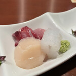 酒肴場 屯 - イトヨリダイ、ホタテ、アオリイカ