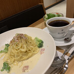 Oogaki Syoten&Cafe - パスタランチセット　カルボナーラとハウスブレンド