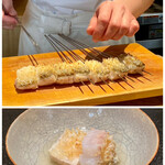 日本料理FUJI - 駿河湾 白甘鯛 鱗焼き
      甘鯛の中でも一番美味しいとされる白甘鯛を、炭火焼きにした鱗焼きです。
      鱗のパリパリさと、芳ばしい芳香の素晴らしいこと！