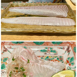 日本料理FUJI - 近海物 ヒラメ 約4kg
      切付け前の切り身を見せていただきましたが、なかなか立派なサイズです。
      ご主人が仰りましたが、更には縁側の大きさと肉厚さは稀に見るサイズなんだそうです！