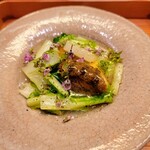 すし処 みや古分店 - 鮑の揚げ物に山東菜のあんかけ