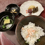 割烹 たつた - 締めの蟹飯と三重のお漬物