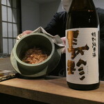 肉割烹 ささえ - 炊き込みごはんと日本酒「長珍」