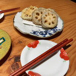 割烹もりもと - 加賀蓮根の天ぷら