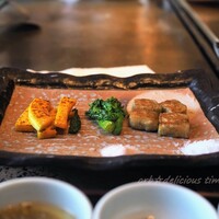 鉄板焼 赤坂 - 焼き野菜＆生麩