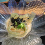 高玉 - この日の小鉢は博多を代表する郷土料理の「おきゅうと」です、さすがに福岡のお店ですね。
