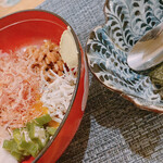 天ぷらダイニング 和木 - バクダン　海苔に包んで食べる