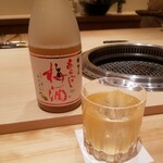 江戸焼肉 - 梅乃宿あらごし梅酒　ロック