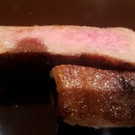 江戸焼肉 - 厚切りタン　長野県産完熟柚子胡椒　二つ食感が違う