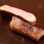 江戸焼肉 - 厚切りタン　長野県産完熟柚子胡椒　二つ食感が違う