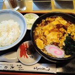 大むら - かき玉そば 700円 半ライス 150円