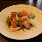 縁香園 - 大海老とマコモ茸の山椒オイル炒め