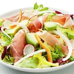 Raw Prosciutto avocado salad